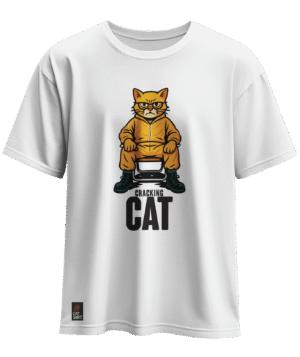 CAT-SHIRT CRACKING CAT KEDİ REGULAR BEYAZ T-SHIRT