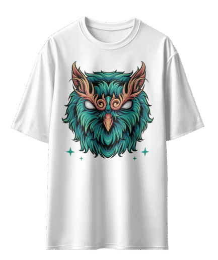 Yeşil ve Sarı Baykuş desenli T-shirt