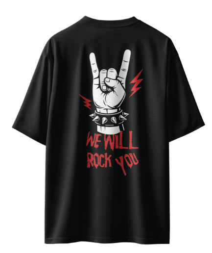 We Will Rock You Siyah Oversize Tişört