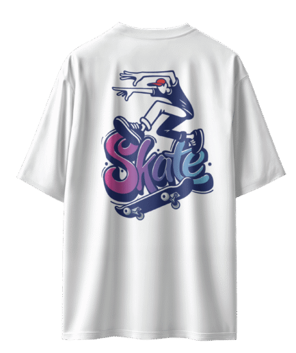 Skate Oversize Beyaz Tişört