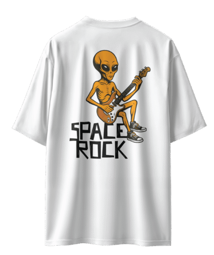 Space Rock Oversize Beyaz Tişört