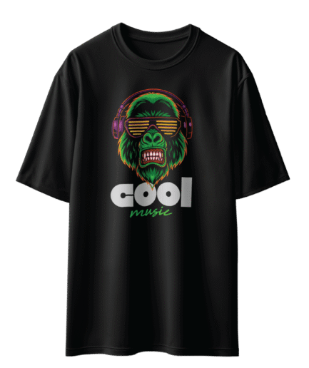 Cool Music Oversize Siyah Tişört
