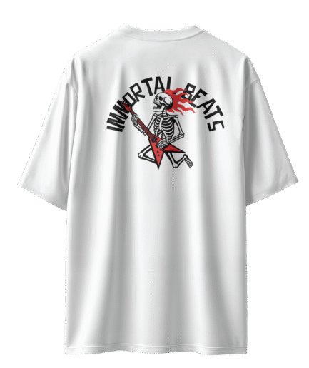 Immortal Beats Oversize Beyaz Tişört 2