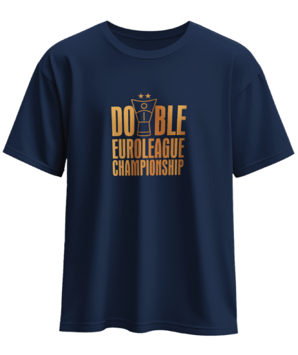 Double Euroleague Championship Gold Carbon Lacivert Regular Tişört