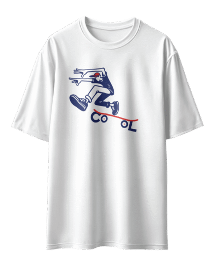 Cool Skater Oversize Beyaz Tişört