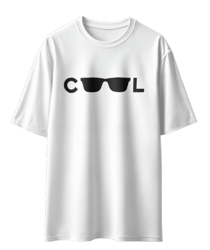 Cool Gözlük Oversize Beyaz Tişört
