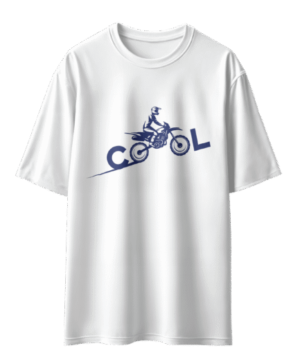 Cool Motorsiklet Oversize Beyaz Tişört