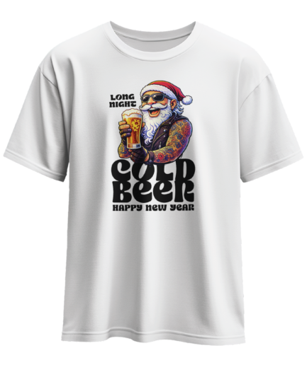 Cold Beer Dövmeli Noel Baba Bira Bardaklı